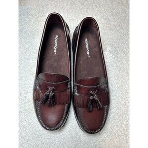 Rockport Mens Burgundy Leather  Loafers Tassel Shoes APM7145E Sz 10.5W *READ*